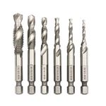 Eyech 6PCS HSS SAE Combination Drill Tap Bit Set Combination Drill Screw Tap Bit Set 1/4 Hex Shank Tapping Bit Tool | Imperial