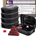 Pre-Baited Mouse Control Boxes (5 x 10g) - Reusable Rodenticide Kit, UK Made with Professional Grade Brodifacoum Poison Blocks for Effective Indoor Pest Management