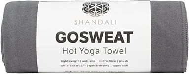 Shandali Hot Yoga Towel - Suede - 100% Microfiber, Super Absorbent, Bikram Yoga Mat Towel - Exercise, Fitness, Pilates, and Yoga Gear - Gray 26.5" x 72"