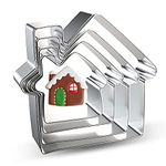 House Cookie Cutters Shapes Set - 4 Pieces Gingerbread House Real Estate Cookie Cutter Biscuit Mold for DIY Chirstmas Day Holiday Party Decorations - Stainless Steel Azflyife