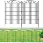 12 Panel Garden Fence - 91.4 cm H x 7.4 m L, No Dig Rustproof Metal Tall Animal Barrier for Dogs Rabbits, Decorative Outdoor Border for Yard, Patio, and Flower Beds