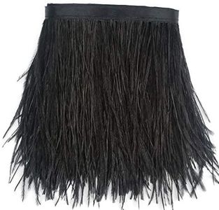 Sowder - Ribete de plumas de avestruz con cinta de satén para vestidos, costura, manualidades, disfraces, decoración; paquete de 2 yardas (negro)