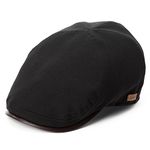 Comhats Mens Flat Duckbill Hat English Irish Newsboy Driver Cap Spring Summer Hat Black L/XL