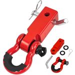 Digank Shackle Hitch Receiver 2" - with a Robust 45,000 lbs Break Strength, This Heavy Duty Receiver Includes a 5/8" Screw Pin and 3/4" D Ring Shackles. Ideal for Vehicle Recovery Off-Road, Red