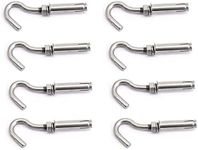 8X NUZAMAS M6 Expansion Screw Bolts Open Cup Hook 304 Stainless Steel Anchor Bolts with Open Hook Sleeve Screw for Wall Masonry Concrete Expansion Heavy Duty Bolts