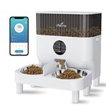 iPettie Automatic Cat Feeder for Two Cats, 2.4G WiFi App Control, 5L/21 Cup Capacity, 1-10 Meals Per Day, Adjustable Bowl Height, Cat Feeder Automatic w/ 2 Stainless Steel Bowls, Voice Recording