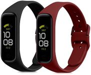 kwmobile Straps Compatible with Samsung Galaxy Fit 2 Straps - 2x Replacement Silicone Watch Bands - Black/Bordeaux