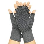 Vive Arthritis Gloves with Grips - Men & Women Textured Fingerless Compression - Open Finger Hand Gloves for Rheumatoid and Osteoarthritis - Arthritic Joint Pain Relief for Computer Typing (Large)
