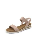 DREAM PAIRS Womens Espadrilles Open Toe Dressy Wedges Flats Sandals with Ankle Stretch Elastic Strap,Size 10,Nude/Pink,SDPW2310W