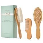 Quality Wooden Baby Hair Brush Set - Premium Brushes and Comb by Natemia - Natural Soft Bristles - Perfect Baby Registry Gift