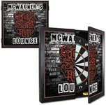 THOUSAND OAKS BARREL CO. | Personalized Dart Board Cabinet Set for Adults with 6 Steel Tip Darts (Rock and Roll Music Lounge Dartboard)