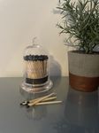 Large Black Tip Matches in A Glass Dome Cloche Bell Jar - Candle Care home Decor