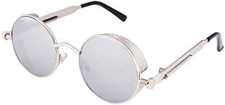 FEISEDY Retro Gothic Steampunk Sunglasses Round Metal Frame Punk Circle Inspired Shade Men B1857