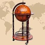 Elegant Wooden Globe Bar Cart Wine 