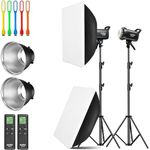 Godox 2 Pack SL-60W 120W CRI95+ White Continuous Output Lighting LED Video Light Bowens Mount Kit For YouTube,Video Shooting,Studio,Children Photography,Wedding Shooting with Softbox,Light Stand