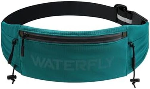 WATERFLY Running Belt Fanny Pack: Breathable 3 Pocket Waist Bag for Men Women Workout Exercise Fitness Phone Holder Fits All Phones - Runner Marathon Jogging Race Belt with Bib Clip Green