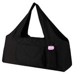 KUAK Extra Large Yoga Mat Bag and Carriers with Yoga Mat Strap, Top Full-Zip Closure, Bottle Pocket/Big Open Pocket and Zipper Pockets, Quality Canvas Women Tote Bag for Gym Sports (Blak)