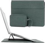 Allinside 13-14 Inch Laptop Sleeve with Stand for MacBook Air 13 2018-2024 (M2 A2681 M1 A2337)/ MacBook Pro 13 2016-2024 (M2 A2686 M1 A2338 A2251 A2289 A2159), PU Leather Case with Pouch, Dark Green