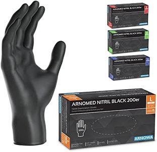ARNOMED Gants jetables noirs, 200 pièces/boîte, gants nitrile taille L, non poudrés & sans latex, gants jetables, gants disponibles en tailles S, M, L & XL