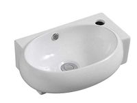 Durovin Bathrooms Ceramic Basin - Wall Hung or Counter Top Mount Sink - Single Corner Tap Hole with Overflow - 420 x 280 x 150mm (WxDxH)