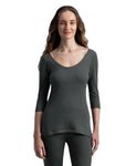 Jockey 2543 Women's Super Combed Cotton Rich Brushed Three Quarter Sleeve Thermal Top with StayWarm Technology_Charcoal Melange_M