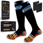 6000mAh Battery Rechargeable Heated Socks for Men Women with App Control, Electric Heating Warm Socks, 360° Heating Warming, Toe Heat Design, Ultra-Long Wire, Foot Warmer for Skiing, Hiking, Hunting