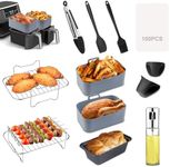 Air Fryer Accessories,12Pcs Dual Air Fryer Accessories for Ninja AF300UK AF400UK/Tower T17088/Instant Vortex/Salter 7.6L-9.5L Air Fryer,with Silicone Air Fryer Liner&Racks & Bread Pan&Oil Spray Bottle