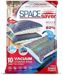 Spacesaver Premium Vacuum Storage Bags. 80% More Storage! Hand-Pump for Travel! Double-Zip Seal and Triple Seal Valve! Vacuum Sealer Bags for Comforters, Blankets, Bedding, Clothing! (Large 10 Pack)
