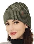 Outdoor Shaping Warm Merino Wool Cable Knit Hat, Winter Beanie for Men and Women, Breathable Beanie 100% Wool, Gift Box for Outdoor Skiing Hiking, Army Green, One Size