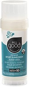 All Good Sunscreen - Sports Mineral for Face, Nose, Ears- Butter Stick SPF 50 - Coral Reef Friendly, Water Resistant, Zinc Oxide, Coconut Oil, Beeswax, Vitamin E (2.75 oz)