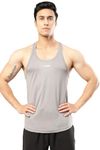 FUAARK Men's Stringer Y Back Bodybuilding Gym Tank Tops (Small, Light Grey)