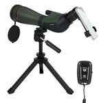 Svbony SA412 Spotting Scopes 20-60x80mm, HD FMC Range Spotter Scope with 1.25” Eyepiece, with SV146 Adjustable Desktop Tripod Phone Adapter Wireless Controller，for Target Shooting Hunting