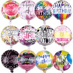 Auch 48 Pieces Happy Birthday Party Aluminum Foil Balloons 18" Foil Mylar Helium Balloon Round Inflatable Balloons for Birthday Parties Baby Shower Decorations Supplies (48 Balloons)