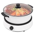 Electric Hot Pot Cooker, 4L Portable Electric Skillet with Nonstick CoatingShabu Hotpot 1350W Hotpot Chinese Pot Separate Design Multifunctional Electric BBQ Grill Pot, for 2-5 People (White 4L 1300W)