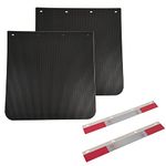 ASTAMOTOR 2PCS 24 x 24 inch Black Polymer Mud Flaps and 2PCS Mud Flap Reflector Reflective Tape Fit for Semi Trucks Trailers