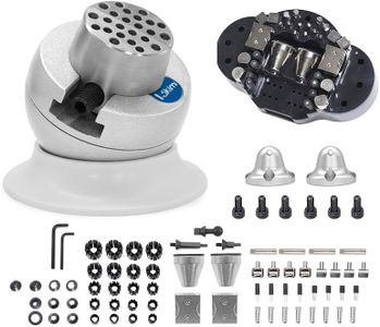 Lakimi Ball Vise - 3 Inch Engravers Vise with Self-Centering Jaw, Rotational Brake, 360° Rotation, 78 pcs Engraving Setting Tool Accessories, Stainless Steel A04C