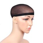 SUPER MARCHE Stretchy Black Stocking Wig Caps: Essential Nylon Hair Caps for Men and Women (Pack of 2). (Complete Black)