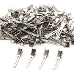 BLUSHIA 100 Pcs Alligator Hair Clips Assortment 1.3"/1.7"/2.3" Metal Single Prong Pin Curl Clip Hairdressing Barrettes Hairpin for Hair Salon, Thick Hair Roller, Sectioning (Silver)