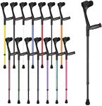 Ossenberg Soft Grip Open Cuff Crutch - Textured Black - Single | Height Adjustable Elbow Walking Crutch for Men Women Adults Arthritic Mobility Comfy Handle Forearm Ergonomic Injury Recovery Rehab