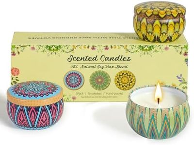 YMing Velas perfumadas de regalo para mujeres, velas de aromaterapia 210 g, juego de regalo de velas perfumadas, velas de lata portátil de cera de soja real, paquete de 3 unidades