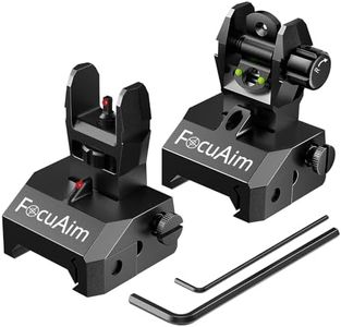 FocuAim R3 Fiber Optic Iron Sights, Durable Flip Up Iron Sights with Red Green Dots, Tool-Free Adjustment Front and Rear Backup Iron Sight, Black