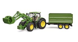 Bruder 09828 John Deere 7R 350 with frontloader and Trailer