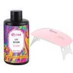 Oytra UV Resin Hard With Lamp 200 Grams for Jewelry Making Casting Craft Materials Clear Coat High Gloss Finish Transparent Liquid for Keychain Pendant Jewellery for Beginners Artists Professionals