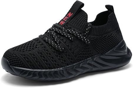 EGMPDA Boys Girls Slip On Shoes Kids Running Sneakers Walking Tennis Athletic Non Slip Breathable Lightweight Comfortable Unisex Fashion Black Size 1.5