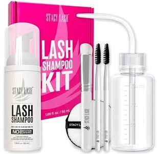 STACY LASH Lash Shampoo 50ml Kit Foaming Cleanser with Eye Lash Spoolies & Rinse Bottle & Cleansing Pad & Brush for Eyelash Extensions & Clusters & Natural Eyelashes