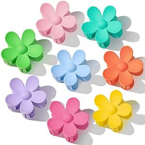Hair Claw Clips 8PCS Flower Hair Clips – Big Cute Claw Clips For Women Thick Hair, Large, Strong Hold For Women Thin Hair 8 Colors