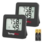 ThermoPro TP157 2 Pack Hygrometer Indoor Thermometer for Home, Digital Room Thermometer with Temperature Humidity Sensor for Greenhouse Office Cellar