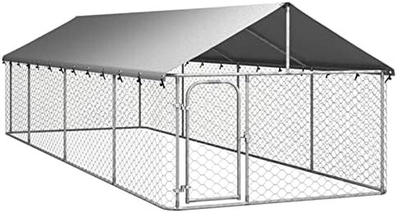 Deufre Perrera de Exterior con Techo Animales Mascotas Perros Jaulas Cercados Casetas Casa Jardín Estructura Actividades Aire Libre 600 x 200 x 150 cm