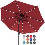 ABCCANOPY 9FT Patio Umbrella Ourdoor Solar Umbrella LED Umbrellas with 32LED Lights, Tilt and Crank Table Umbrellas for Garden, Deck, Backyard and Pool(Burgundy)