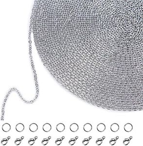 (1.5 mm) - 10m Stainless Steel DIY Link Chain Necklaces with 20 Lobster Clasps and 30 Jump Rings for Jewellery Making (1.5 mm)